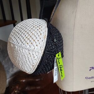 Sam Edelman Black and White Woven Crossbody Bag